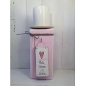 Stumpen M mit Kerze und Schild, rosa