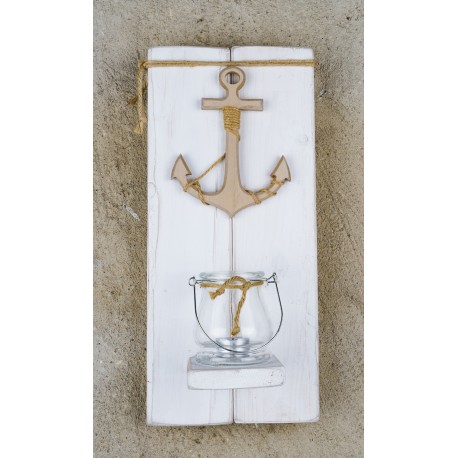 Wandhalter Anker weiß/braun